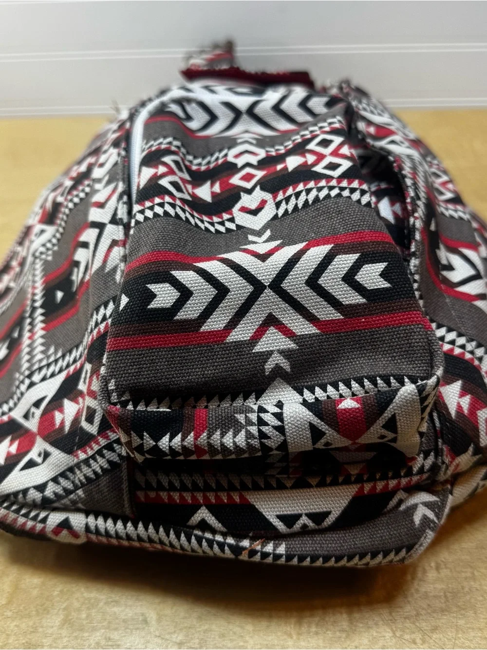 Kavu Tribal/Aztec Rope Sling Bag in Gray/Brown, Red, Cream